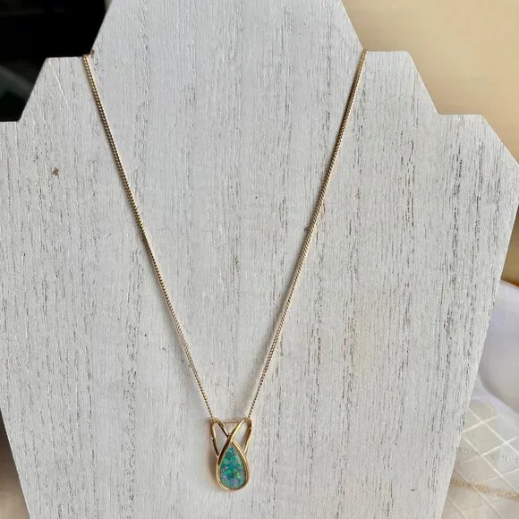 14K Gold Mosaic Australian Opal Pendant, Opal Jewelry, Australian Jewelry - Picture 7 of 14